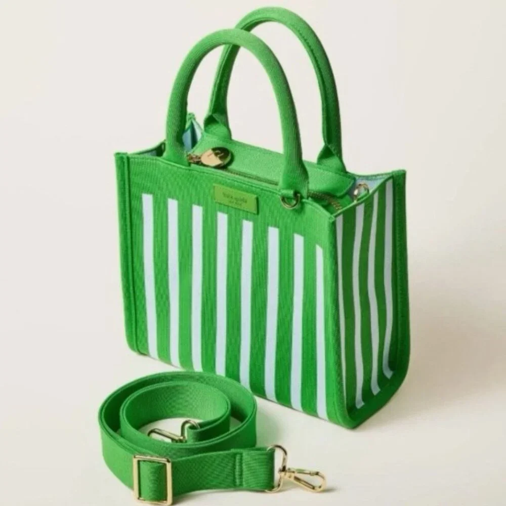 NWT Limited Edition kate spade new york Green Stripe Knit Crossbody Bag